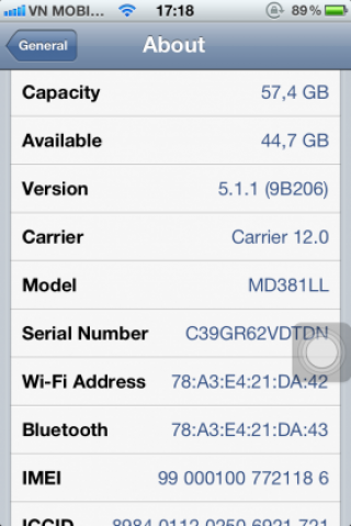 iPhone 4s/5 Lock cần chú ý số IMEI