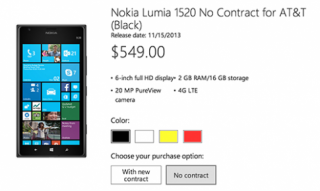 Lumia 1520 có giá chỉ 549 USD tại Mỹ, bộ nhớ 16GB, ngày 15/11 có hàng