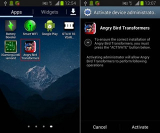 Trojan Angry Birds Transformers xóa sạch thẻ nhớ thiết bị Android.