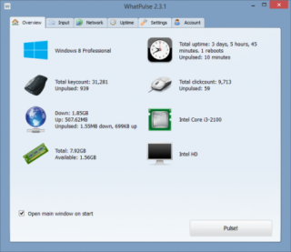 Download WhatPulse - phần mềm giám sát sử dụng máy tính hiệu quả