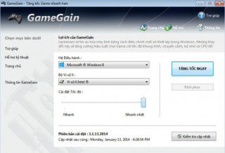 GameGain 3.3.10.2014 - phần mềm Việt tăng tốc độ chơi game tối đa