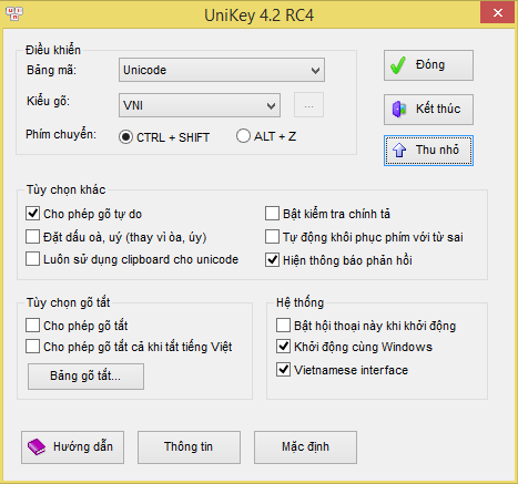 Unikey 4.2 RC4 - Sửa lỗi gõ chữ hoa trên Windows 8.1