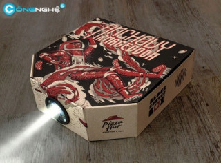 Độc đáo hộp Pizza Hut kiêm máy chiếu phim giải trí
