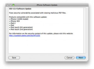Apple chính thức phát hành iOS 4.3.4 vá lỗi bảo mật