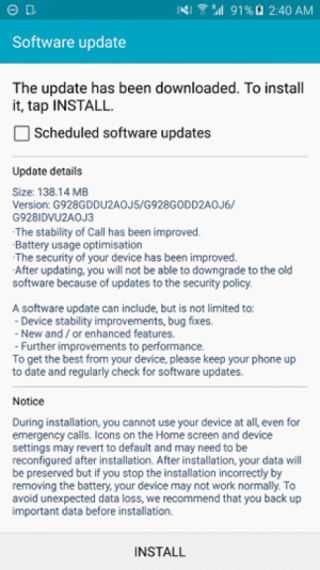 Galaxy S6 edge có bản cập nhật phần mềm đầu tiên