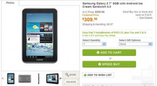 Galaxy Tab 2 7 inch sẽ có giá 309,96 USD