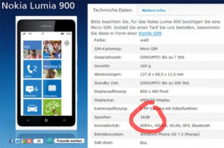Lumia 900 32GB tại Đức có thể là lỗi đánh máy