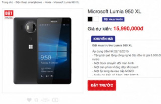 Microsoft Lumia 950XL ở Việt Nam có giá 16 triệu đồng