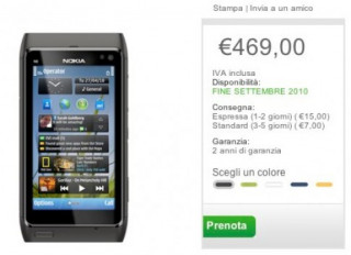 Nokia N8 giá 610 USD tại Italy