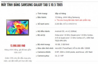 Samsung Galaxy Tab S được rao giá từ 12 triệu đồng