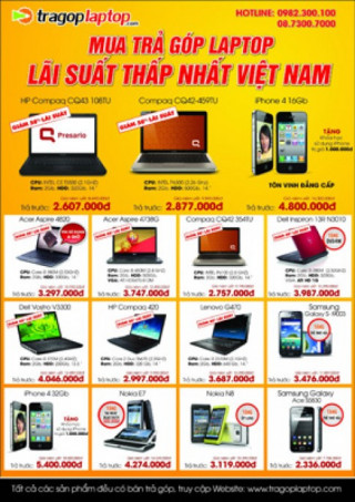 Trả góp laptop hỗ trợ 50% lãi suất