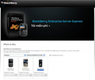 Trang web BlackBerry có tiếng Việt