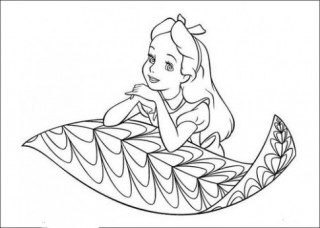 Tranh tô màu ‘Alice ngồi trên lá’