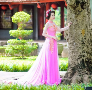 Áo dài hồng cho cô dâu ngọt ngào ngày vu quy