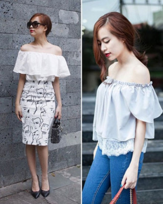 Chọn mua áo hở vai ngọt ngào như Hoàng Thùy Linh