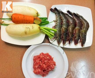 Củ cải cuộn tôm thịt hấp siêu ngon