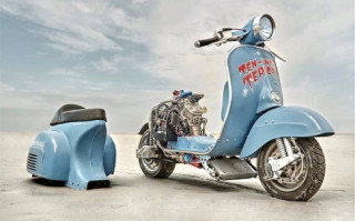 Loạt ảnh chiếc Vespa 360cc xài nhông sên dĩa độ thêm két nước
