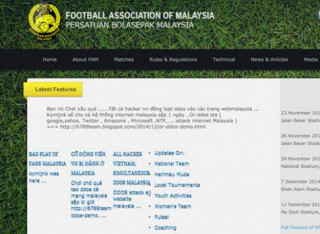 Website của Liên đoàn bóng đá Malaysia bị hacker kiểm soát