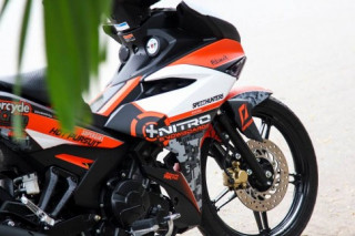 Exciter 150 Sơn tem đấu Cam Xám nổi bật của biker Bến Tre