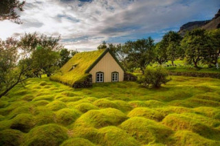 Nhà thờ mái cỏ đẹp như trong cổ tích ở Iceland