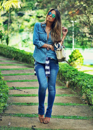 Cùng sơ mi denim duyên dáng bước vào thu