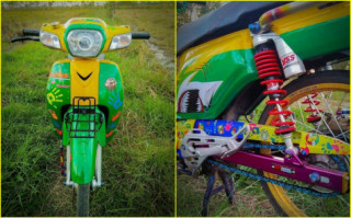 Honda Cub Fi độ đa sắc màu khoe dáng dưới cánh đồng lúa