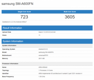 Samsung Galaxy A6 và A6 bất ngờ xuất hiện trên Geekbench