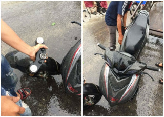 Exciter 150 gãy cổ đo đường khi độ phuộc Upside down...lời cảnh tỉnh cho biker Việt
