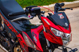 Satria 150 độ sở hữu dàn chân 8 cây kèm cặp heo đối xứng đẹp khó cưỡng