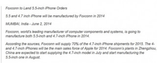 Foxconn xác nhận iPhone 6 có hai phiên bản 4,7 và 5,5 inch