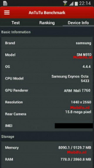 Samsung Galaxy Note 4 có điểm chuẩn cực cao
