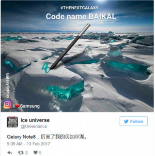Lộ tên mã Samsung Galaxy Note 8 là “Baikal”