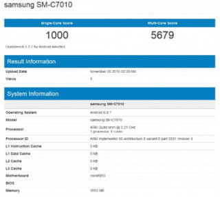Samsung Galaxy C7 Pro lộ thông số trên GeekBench