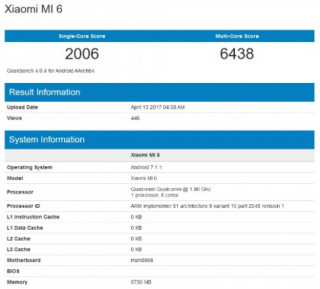 Xiaomi Mi 6 “vượt mặt” Galaxy S8 trên bài kiểm tra hiệu năng Geekbench