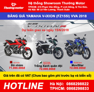 Nhận cọc Yamaha V-ixion R (FZ155i) màu mới 2018 giá sốc