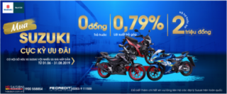 Suzuki hỗ trợ khách hàng trả góp xe 0 đồng và tặng kèm 2 triệu phí trước bạ