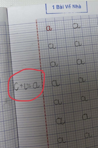 Anh học lớp 1 dạy em cách viết chữ “a” đầy thông minh, mọi người: Cô giáo sẽ gạch sai!