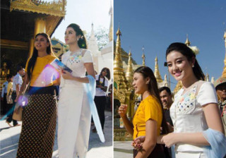 Huyền My xinh đẹp rạng rỡ với quốc phục Myanmar