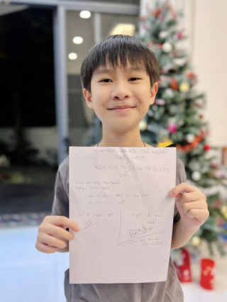 Con trai Lý Hải Minh Hà 11 tuổi viết đơn xin từ chức khiến mẹ giật mình