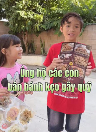 Con trai Ngô Kiến Huy bán bánh ở Mỹ, tự tin kêu gọi mọi người mua bằng tiếng Việt