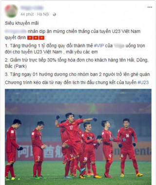 U23 Việt Nam giành chiến thắng lịch sử, hàng quán “đua” nhau giảm giá cho khách tên Hải, Dũng