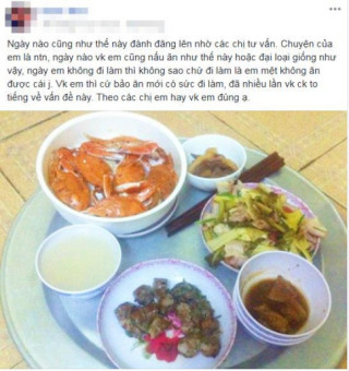 Chồng chê vợ nấu ăn “không nuốt nổi”, nhìn mâm cơm xong dân mạng tranh cãi nảy lửa