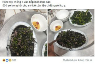 Chồng mang mực đi xào, vợ liều mình đem hỏi cư dân mạng: “ăn vào có chết không”?
