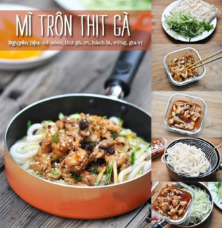 Mì udon trộn thịt gà cho bữa tối chán cơm