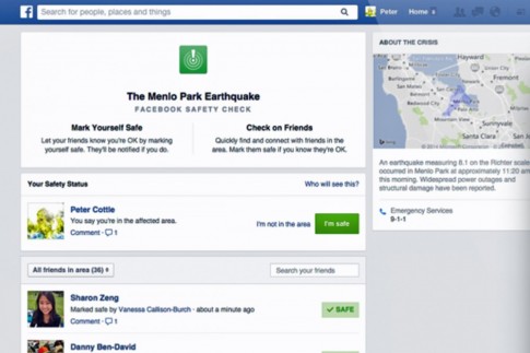 Ứng dụng Facebook giúp biết được tình trạng nguy hiểm của người thân