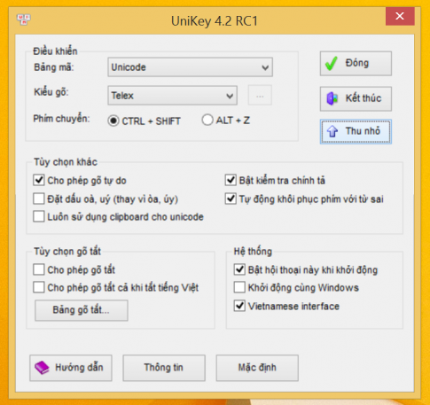 Download Unikey 4.2 RC1 dành cho Windows 8 /8.1