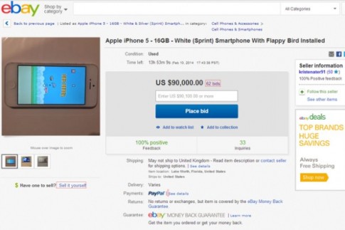 eBay cấm bán iPhone cài sẵn Flappy Bird