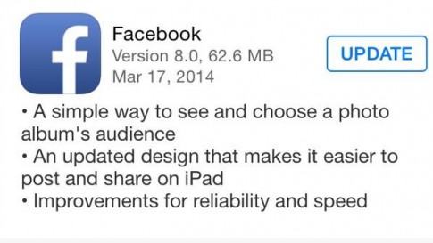 Không nên update Facebook 8.0 trên iOS