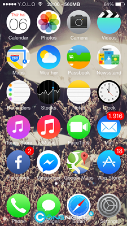 Mẹo biến các icon iOS 7 thành “tròn vo”