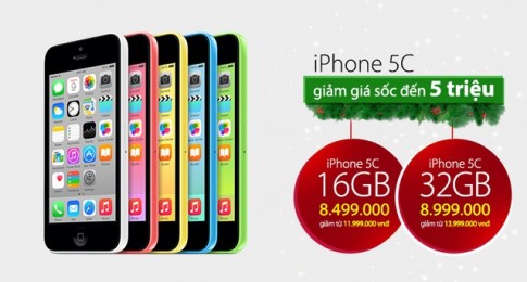 iPhone 5c chính hãng bất ngờ giảm giá đến 5 triệu đồng.